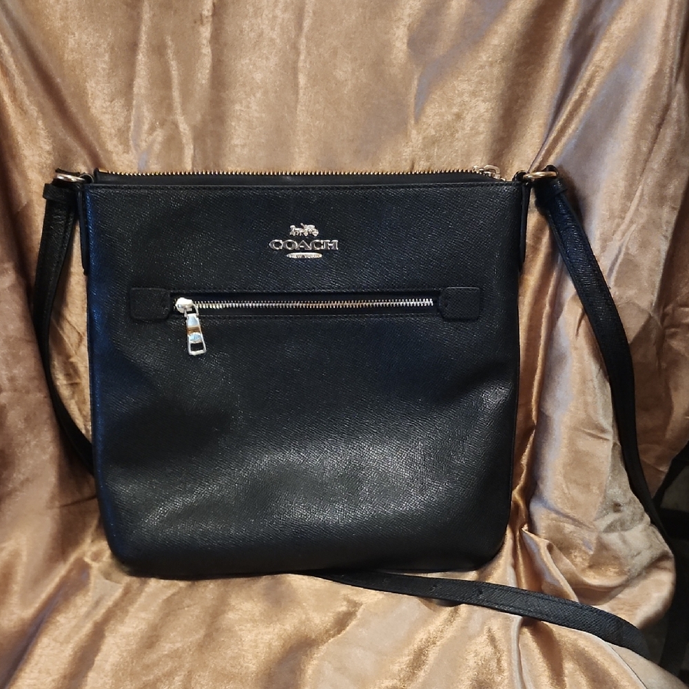 Coach Black Crossbody Rowan  Bag with Pebbled Leather and Brass Hardware (FADED)
